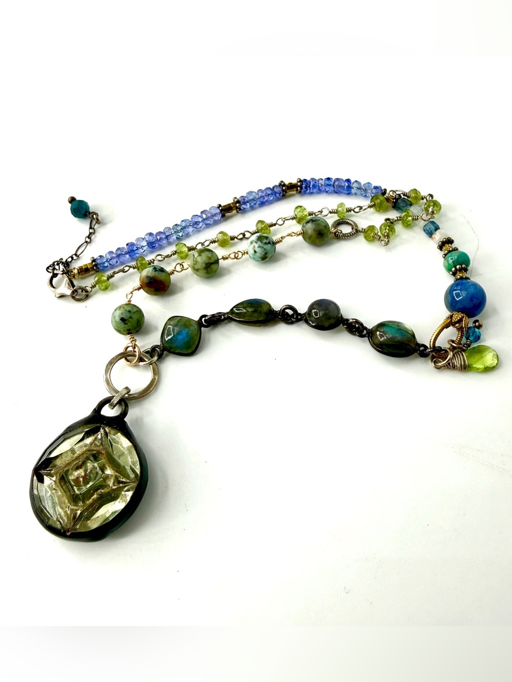 Asymmetrical Mixed Gemstone Necklace, Artisan Jewelry